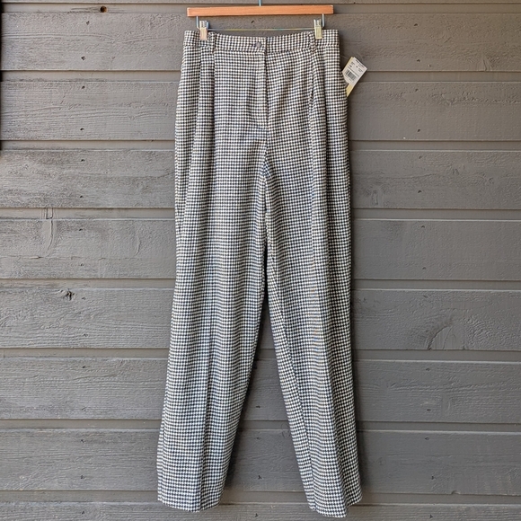 VTG 80s NWT Prophecy by Sag Harbor Wool Houndstooth High Rise Taper Leg Pants 14 - Picture 1 of 9
